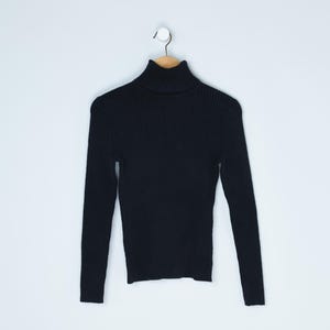 Vintage 2000s Black Ribbed Turtleneck Sweater - fall &#39;03, fitted, basics, the gap - Women&#39;s S