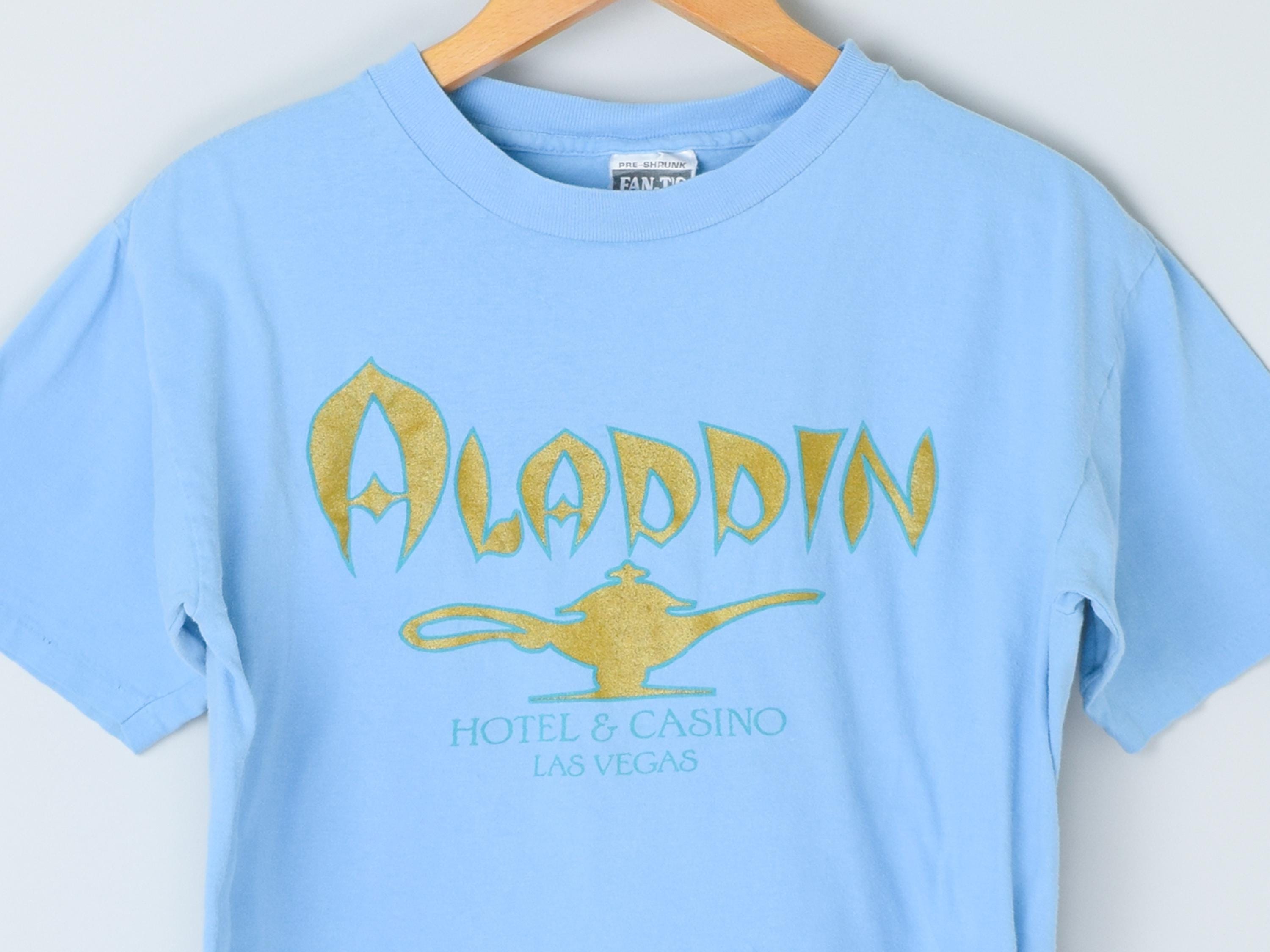 90年代ヴィンテージアラジンカジノTシャツ - ライトブルー、90年代 
