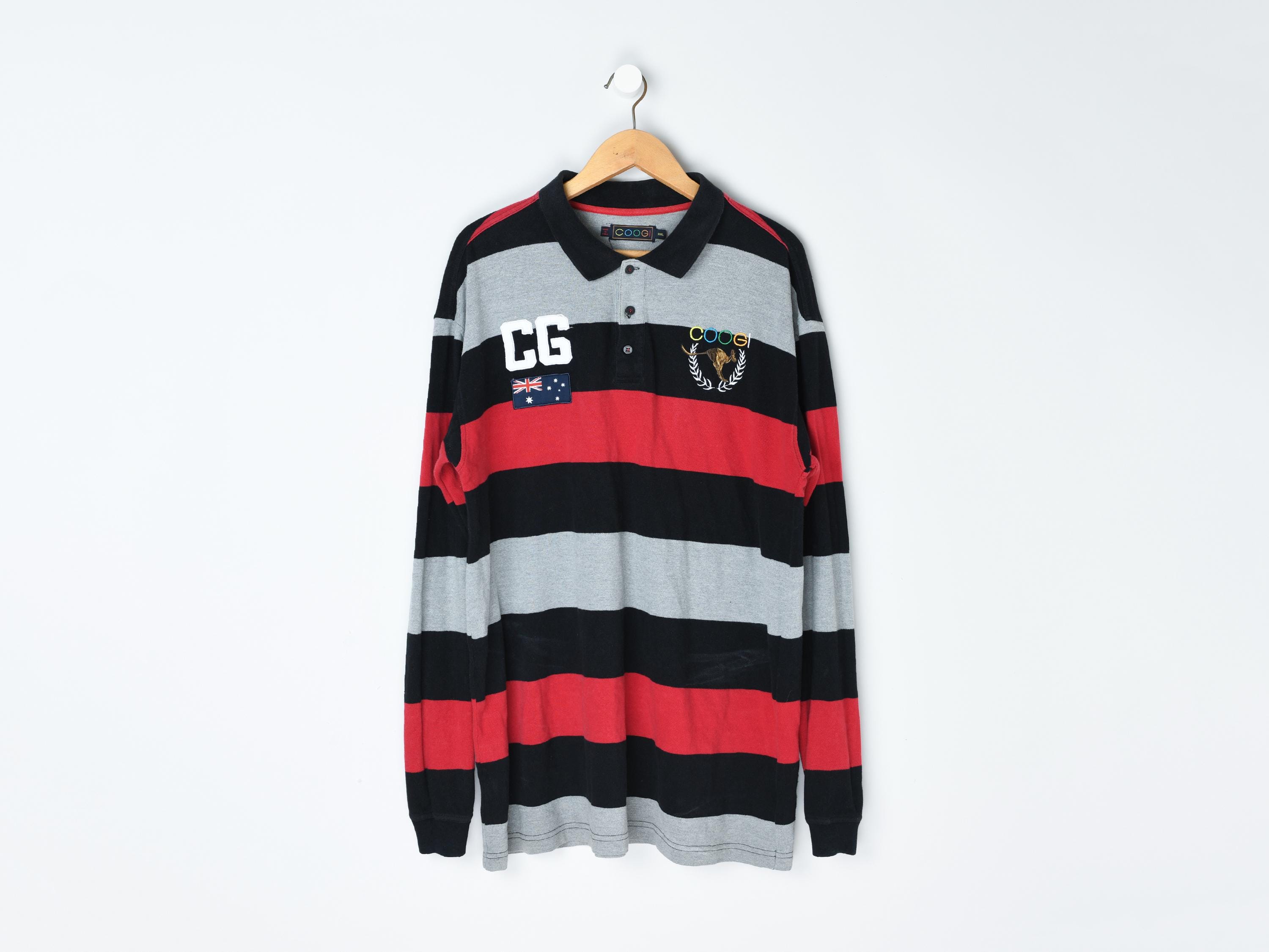 Vintage Y2k Coogi Striped Polo - 2000s Clothing, Streetwear, Red