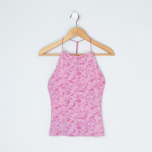 Vintage Y2k Shimmery Pink Backless Top - 2000s clothing, strappy, shiny - Women&#39;s S