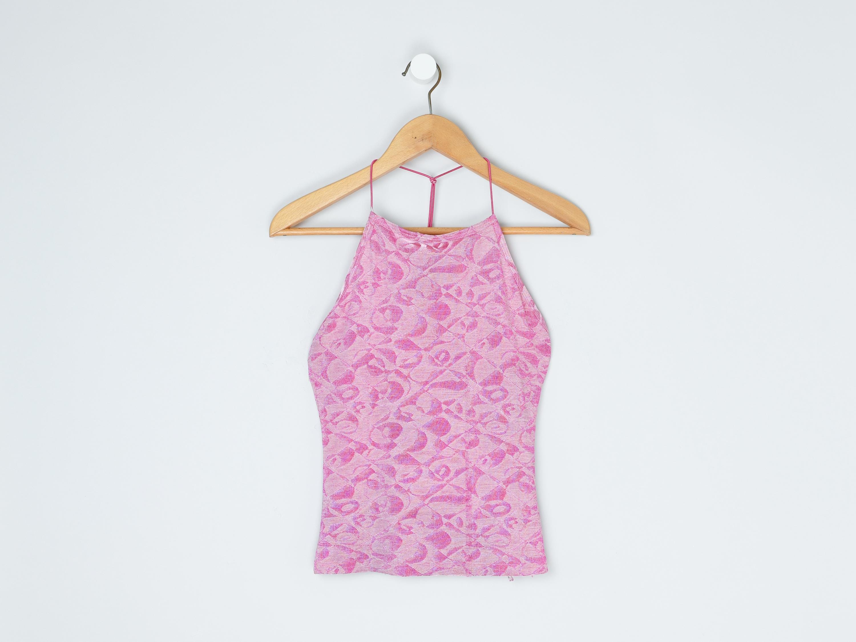 Vintage Y2k Shimmery Pink Backless Top - 2000s Clothing, Strappy