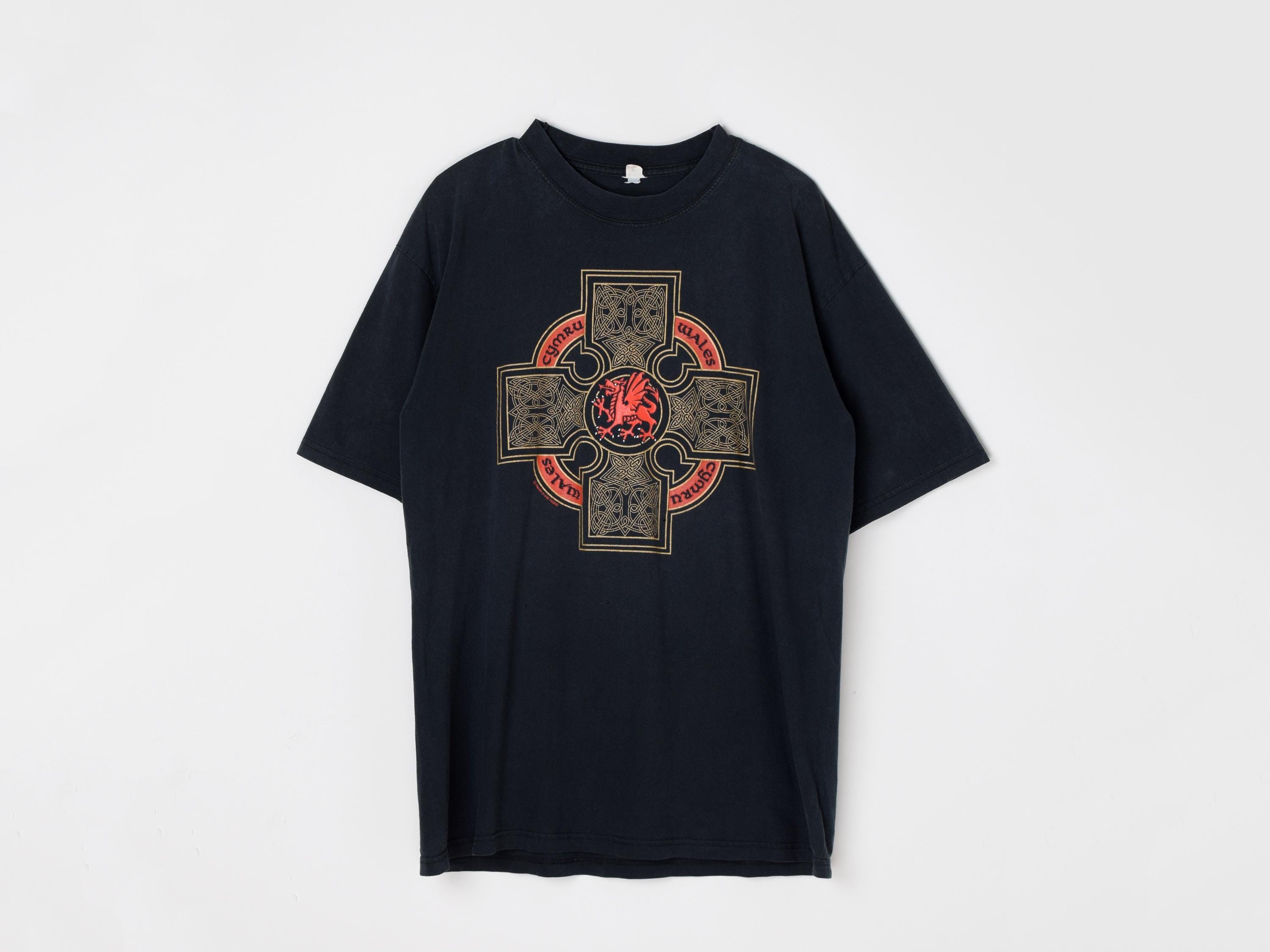Hewlinの90年代ヴィンテージウェールズTシャツ - ケルト十字 