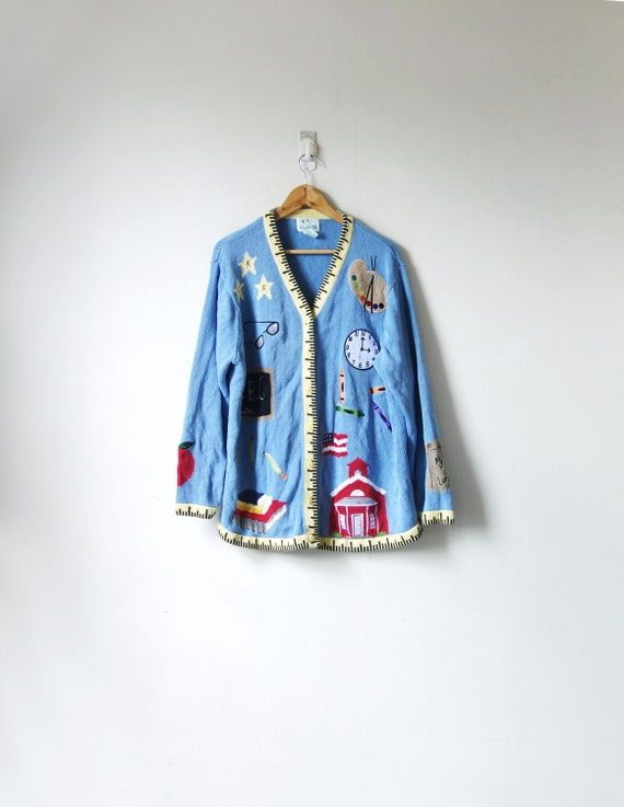 90s Kitschy School Teacher Cardigan - 90s Cardigan