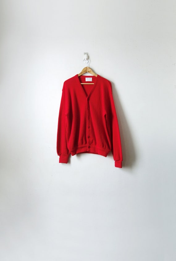 60s Scarlet Red Cardigan - Vintage Cardigan - 1960