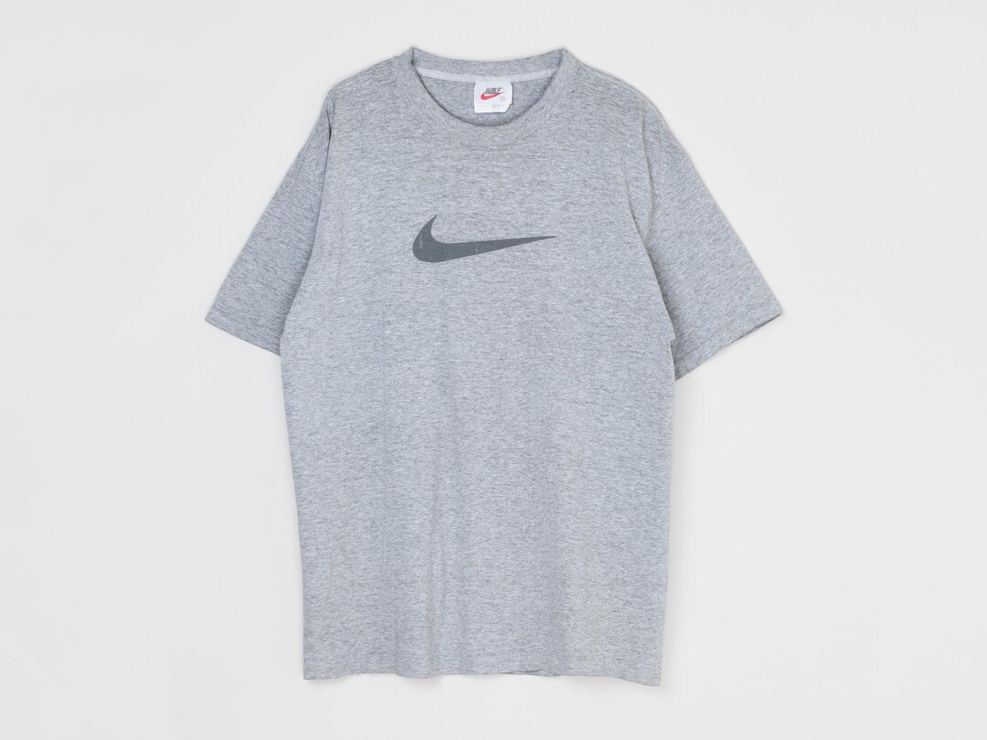 Vintage 90s Nike Grey T-shirt - Nineties, Athletic, Gray, Crew