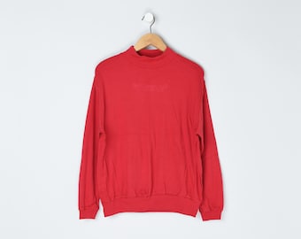 Sudadera vintage de los 90 con rosa roja - años noventa, bordada - Mujer 1X