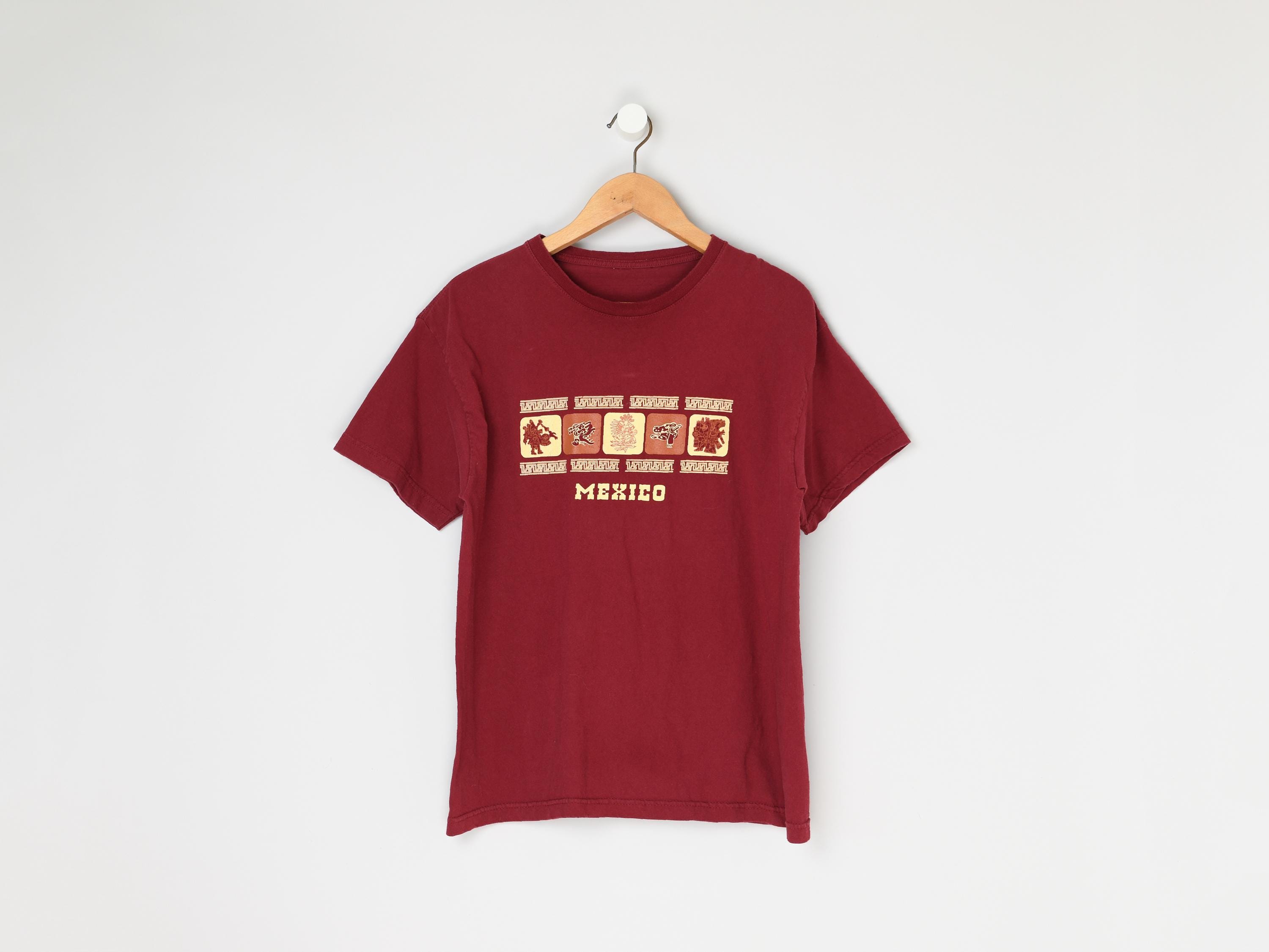 Vintage 90s Mexico T-Shirt - nineties, dark red - Men's L