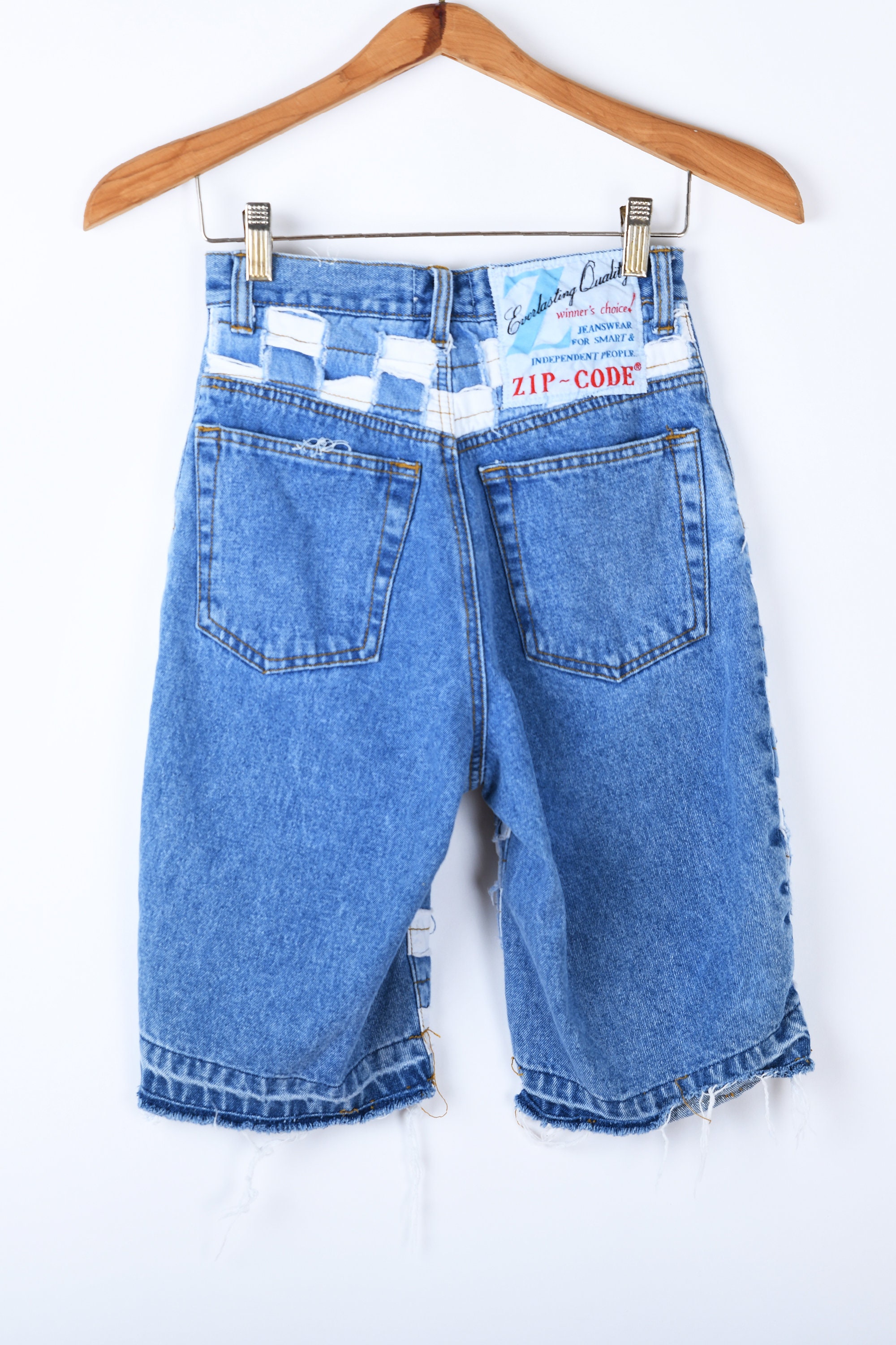 XXS // 2000s Rippy Gridded Denim Shorts – Vintage Y2k Skater