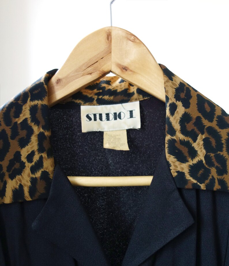 Women/'s XSS 80s Jumpsuit XSS 80s Black Jumpsuit with Leopard Print Collar /& Cuffs 80s Romper 26 waist