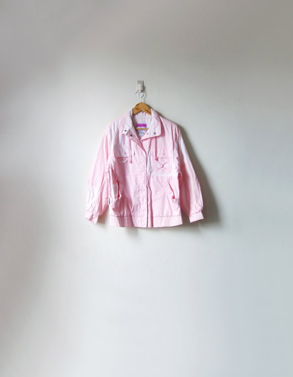 80s Pink & Striped Windbreaker - Pastel Windbreake