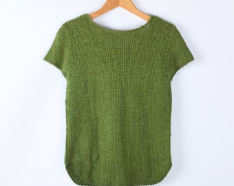 S // 90s Grass Green Knit Top - Vintage, Bohemian, Hippie
