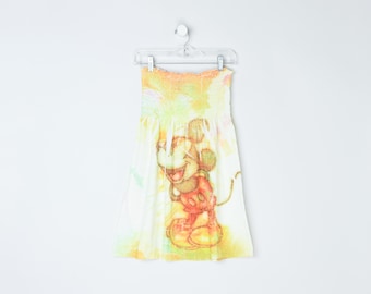 Vintage Y2k Mickey Mouse Tie Dye Strapless Dress - disney, 2000s clothing, hippie - Women's M