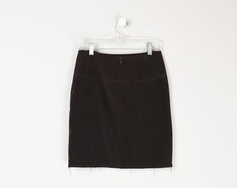 Vintage Y2k Dark Brown Velvet Mini Skirt - 2000s clothing, indie, academic - Women's 6 (28" waist)
