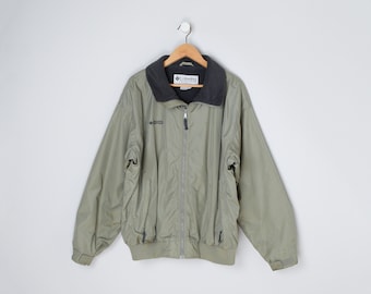 Vintage 90s Columbia Dark Beige Fleece-Lined Jacket - outdoors, hiking, camping - Men's L