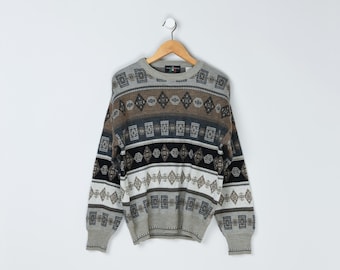 90's DOLCE&GABBANA ニット Dolce Gabbana Vintage 90s Beige and Brown Sweater - Etsy