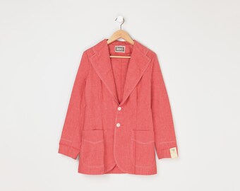 Vintage 1960s Faded-Red Long Jacket -- "by Braten" -- 60s, sechziger Jahre, Kontrastnähte, Blazer, Mantel -- Damen S/M - mit originalem Etikett