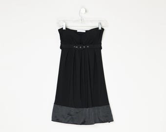Vestido mini negro con cinturón y tirantes finos estilo vintage Y2k - Ropa de los años 2000, negro, fiesta - Mujer S