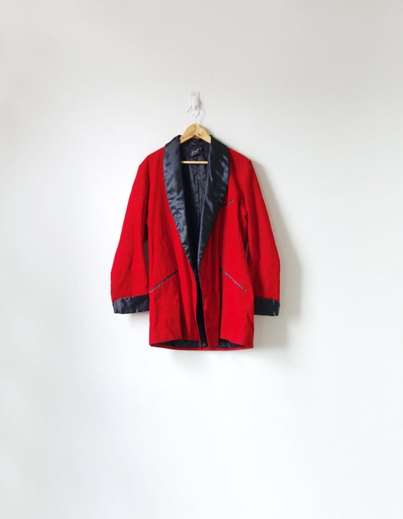 60s Red Corduroy Smoking Jacket - 60s Jacket - 60s
