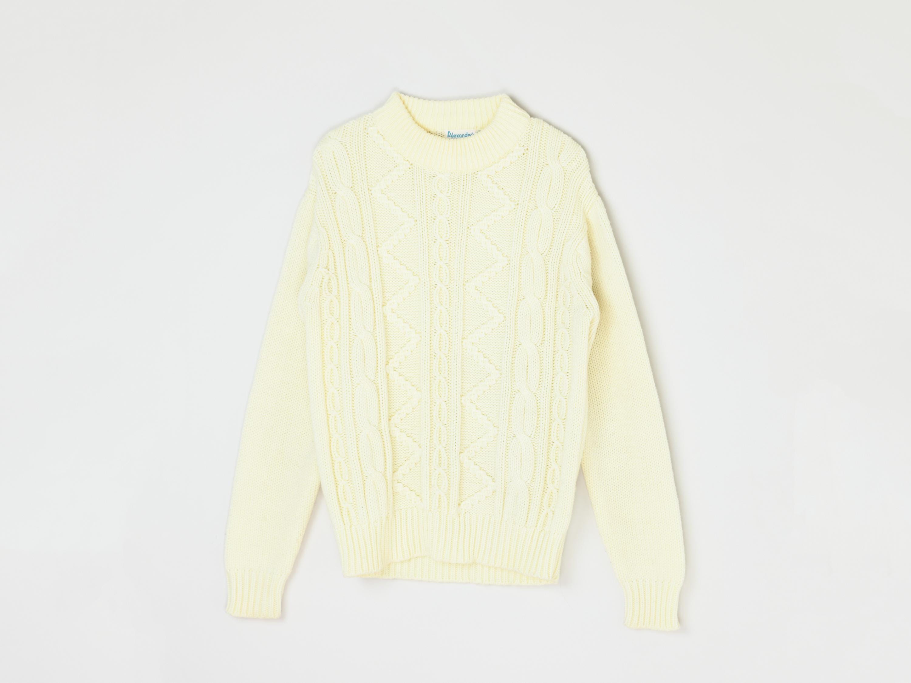 Vintage 1960s Cream Cable Knit Sweater - 