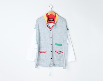 Jaqueta de moletom vintage com blocos de cores dos anos 90 - "Braetan" - Feminino M