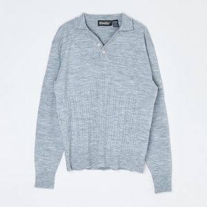 Vintage 90s Grey Textured Knit Collared Sweater - &quot;Townsley&quot; - gray, button collar, pullover - Men&#39;s XL