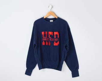 Vintage 90s "Harrison Fire Department" Heavy Sweatshirt - nineties, stitched lettering, heavyweight, pullover, crewneck - Men's L