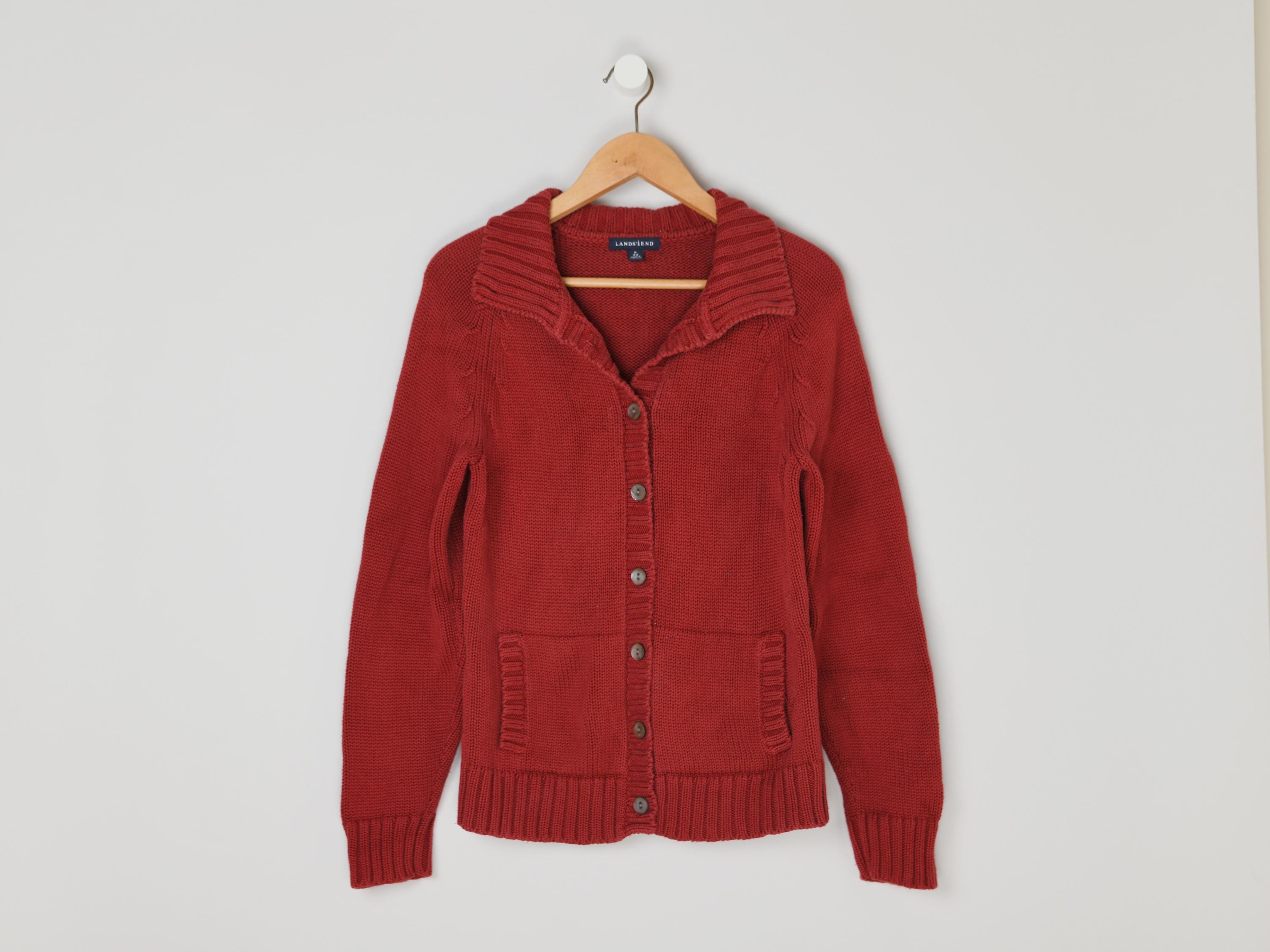 90s LANDS'END Cotton knit cardigan