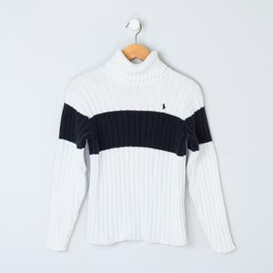 Vintage 90s Polo Ralph Lauren Bar-knit Turtleneck Sweater - Black