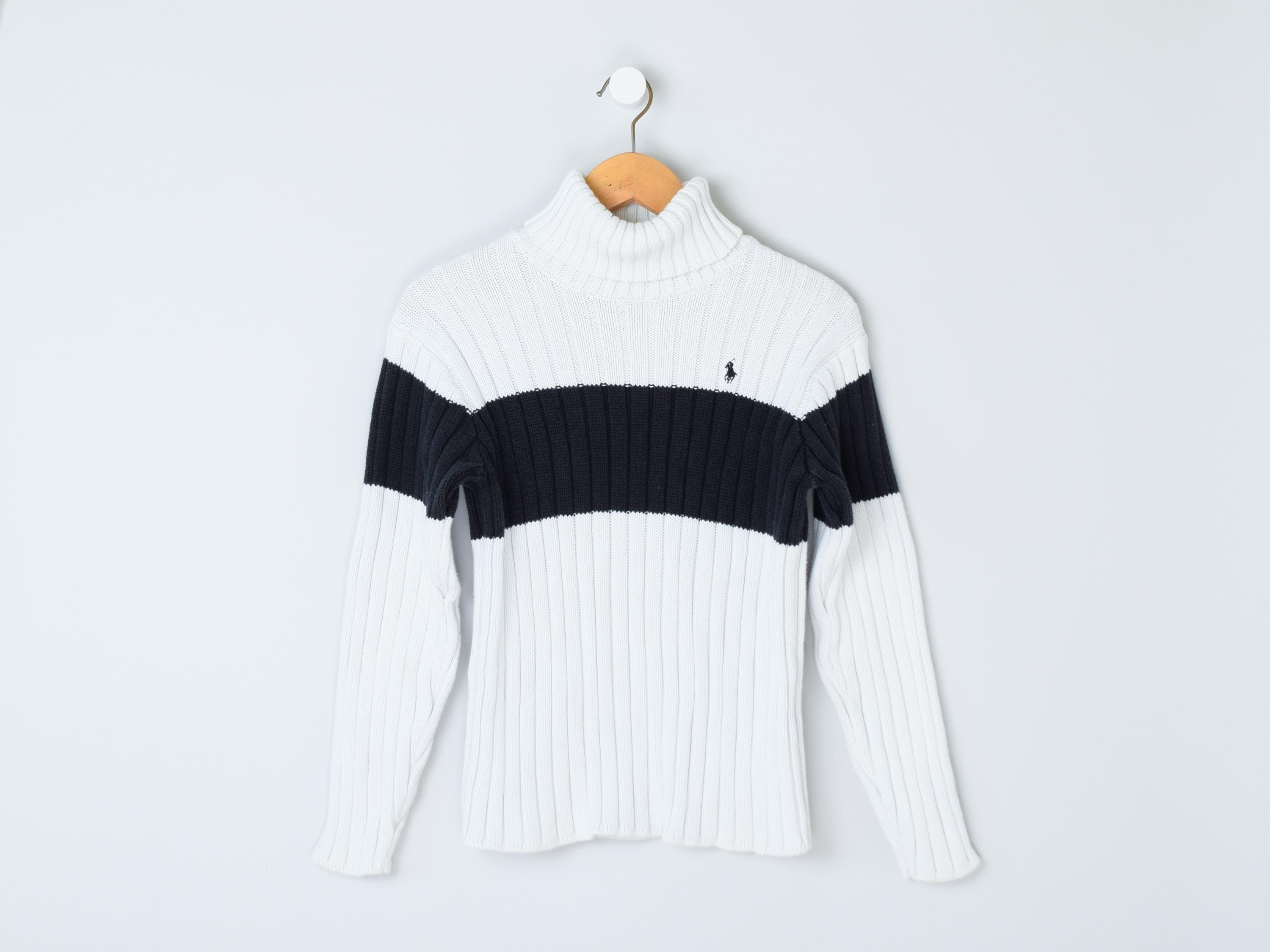 90s Ralph Lauren vintage パンフレッド　希少　アーカイブ Vintage 90s Polo Ralph Lauren Bar-knit Turtleneck Sweater - Black