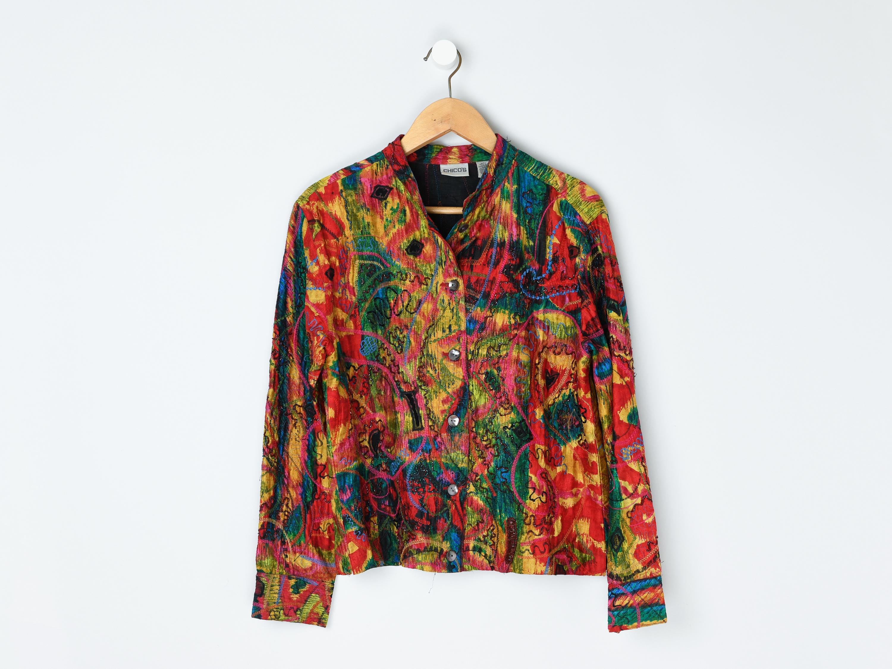 Vintage 90s Rainbow Silk 