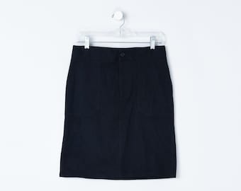 28" szer. // Czarna spódnica mini z twillu w stylu vintage Y2k z panelami - "lauren ralph lauren" - minimalistyczna, sięgająca za kolano, odzież z lat 2000. - rozmiar damski 4