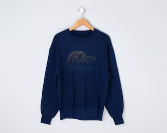 90s Faded "Basketball" Sweatshirt - nineties, navy blue, atheltic, pullover - Men's XL