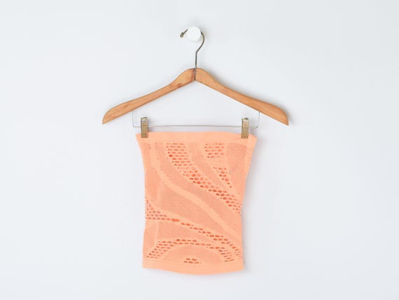 GUESS ヴィンテージ　チューブトップ　y2k Vintage Y2k Guess Jeans Peach Mesh Tube Top - 2000s Clothing