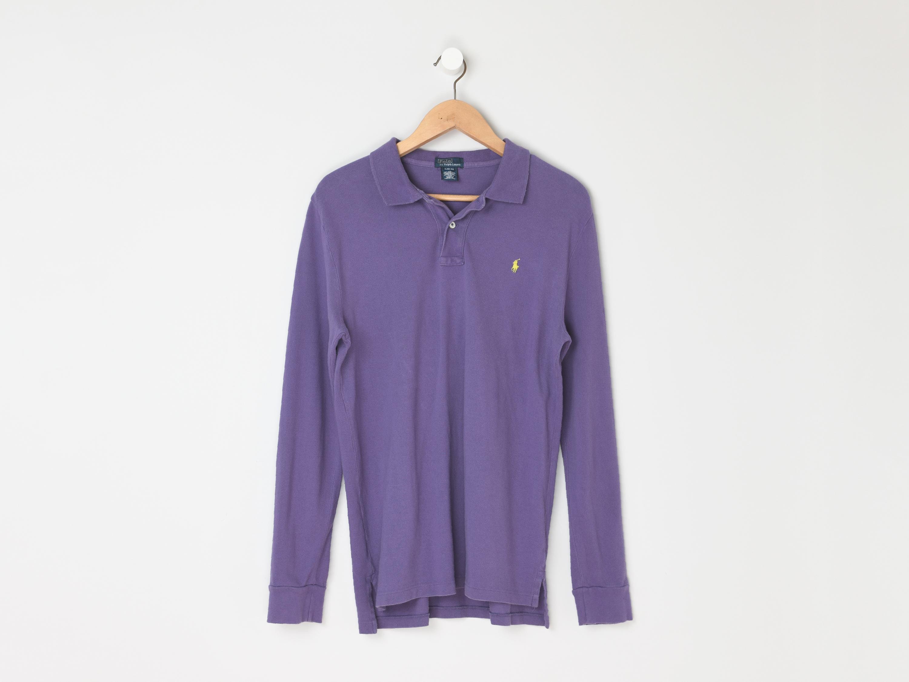 Vintage 90s Polo Ralph Lauren Purple Long-sleeve Polo - Nineties