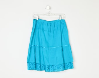 Vintage Y2k Lacy Aqua Blue Tiered Skirt - 2000s clothing, bohemian, boho - Women's L