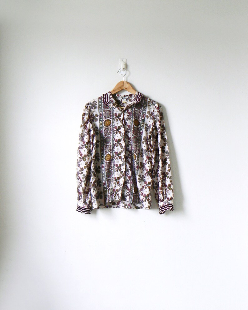 70s Hippie Clothing 70s Top Women/'s 8 70s Blouse Boho 70s Paisley Patterned Button Down Top 70s Hippie Top 70s Boho Clothing