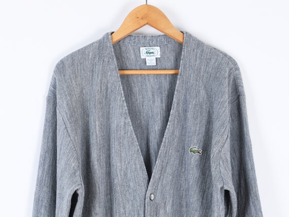 Vintage 90s Izod Lacoste Orlon Knit Gray Cardigan… - image 2