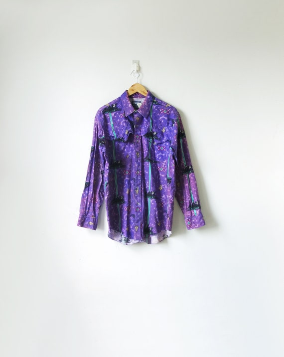 90s Wrangler Purple & Teal Western Shirt - Vintage