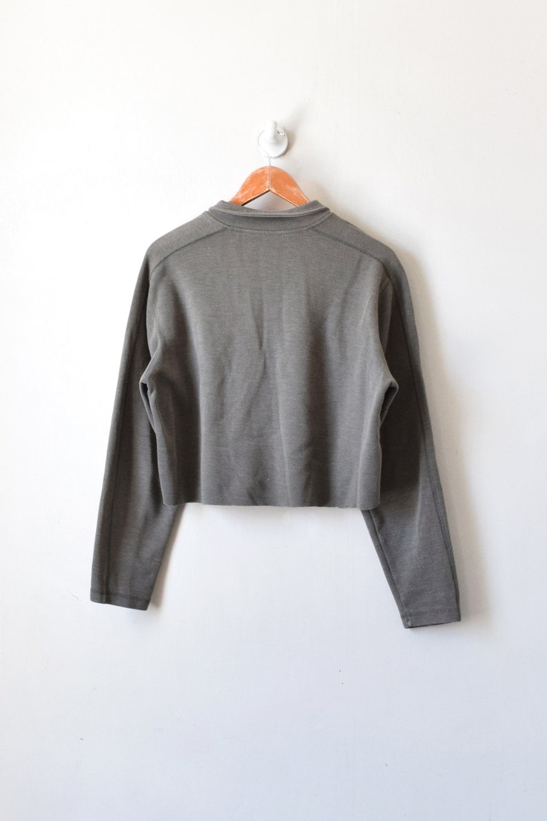 90s Dark Olive Zip Collar Cropped Sweatshirt Women/'s L 90s Crop Top Sweatshirt