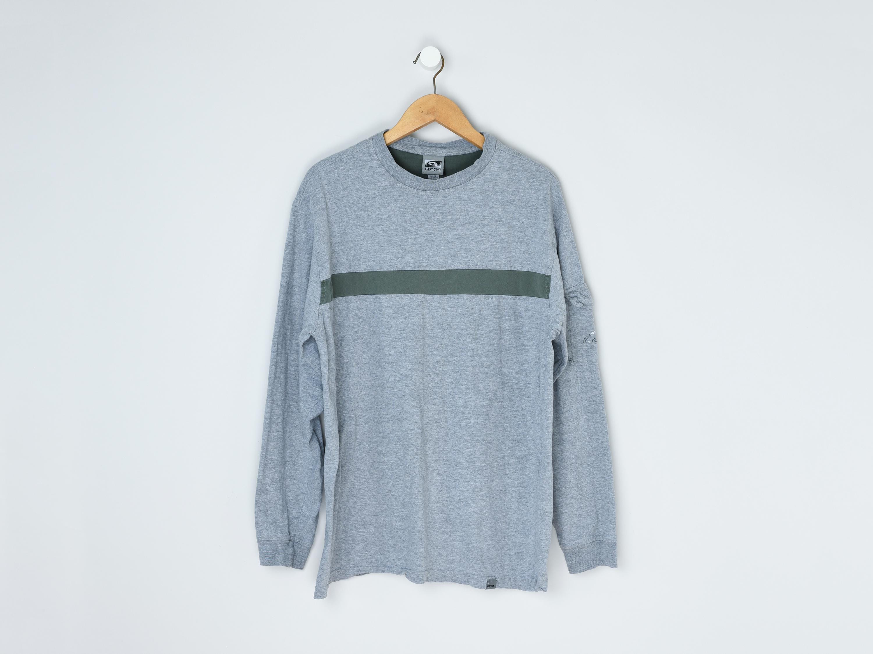 Vintage Y2k Gotcha Striped Long-sleeve T-shirt - Sleeve Pocket