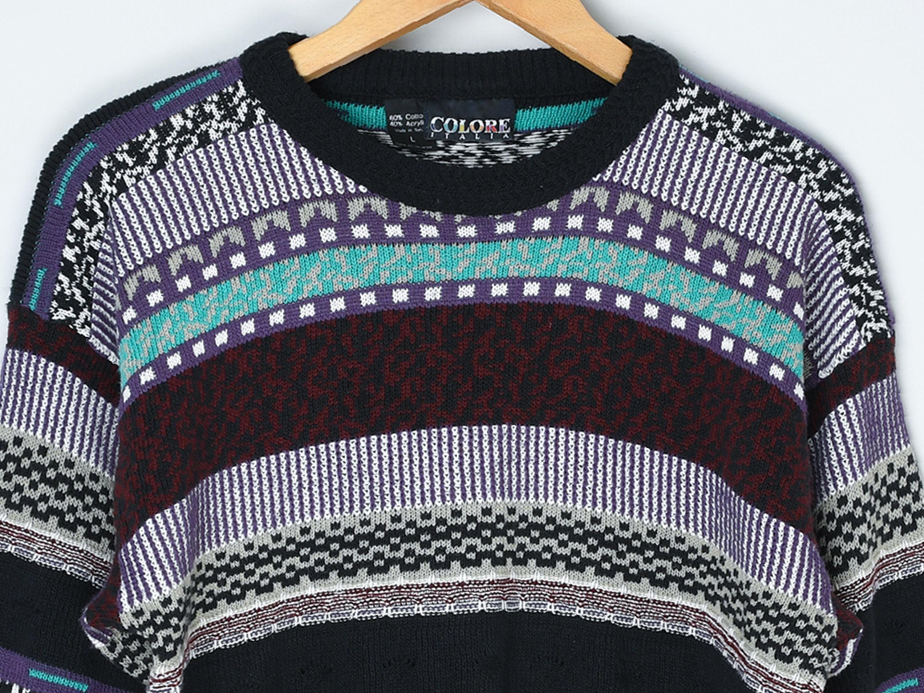 Vintage 90s Patterned Knit Sweater - 