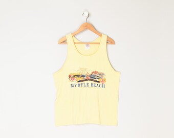 Vintage 90s Myrtle Beach Tank - summer, surfer, south carolina - Men's L