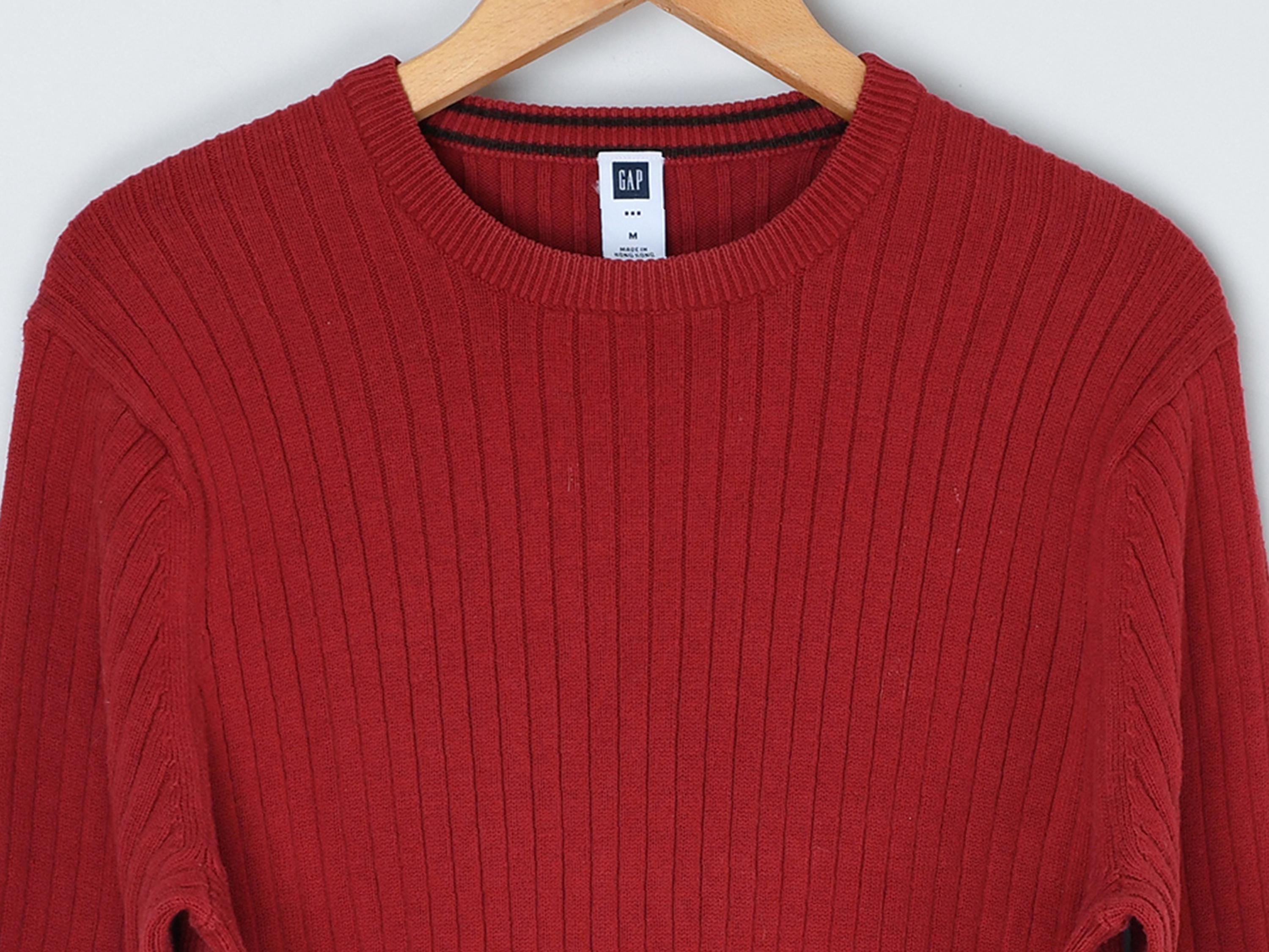 Vintage 2000s GAP Ribbed Knit Sweater - Red, Y2k, Cotton - Men