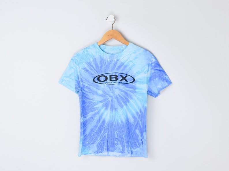 Vintage Y2k OBX Outer Banks Tie Dye Tshirt Blue, Surfer, Vacation Men