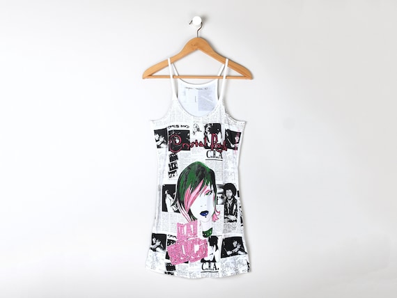 Vintage Y2k Crystal Rock by Christian Audigier Printed Mini Dress