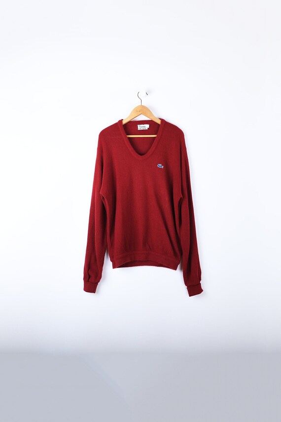 L // 70s Izod Lacoste Dark Red Sweater – Preppy, … - image 1