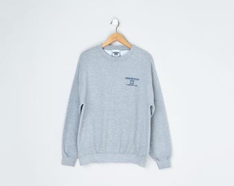 Vintage 90s "Gruenefeldt Construction" Heavyweight Sweatshirt - nineties, gray, workwear, pullover, crew neck - Men's L