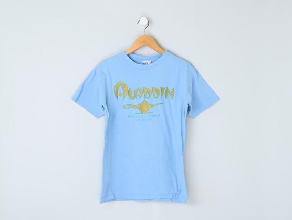 90年代ヴィンテージアラジンカジノTシャツ - ライトブルー、90年代