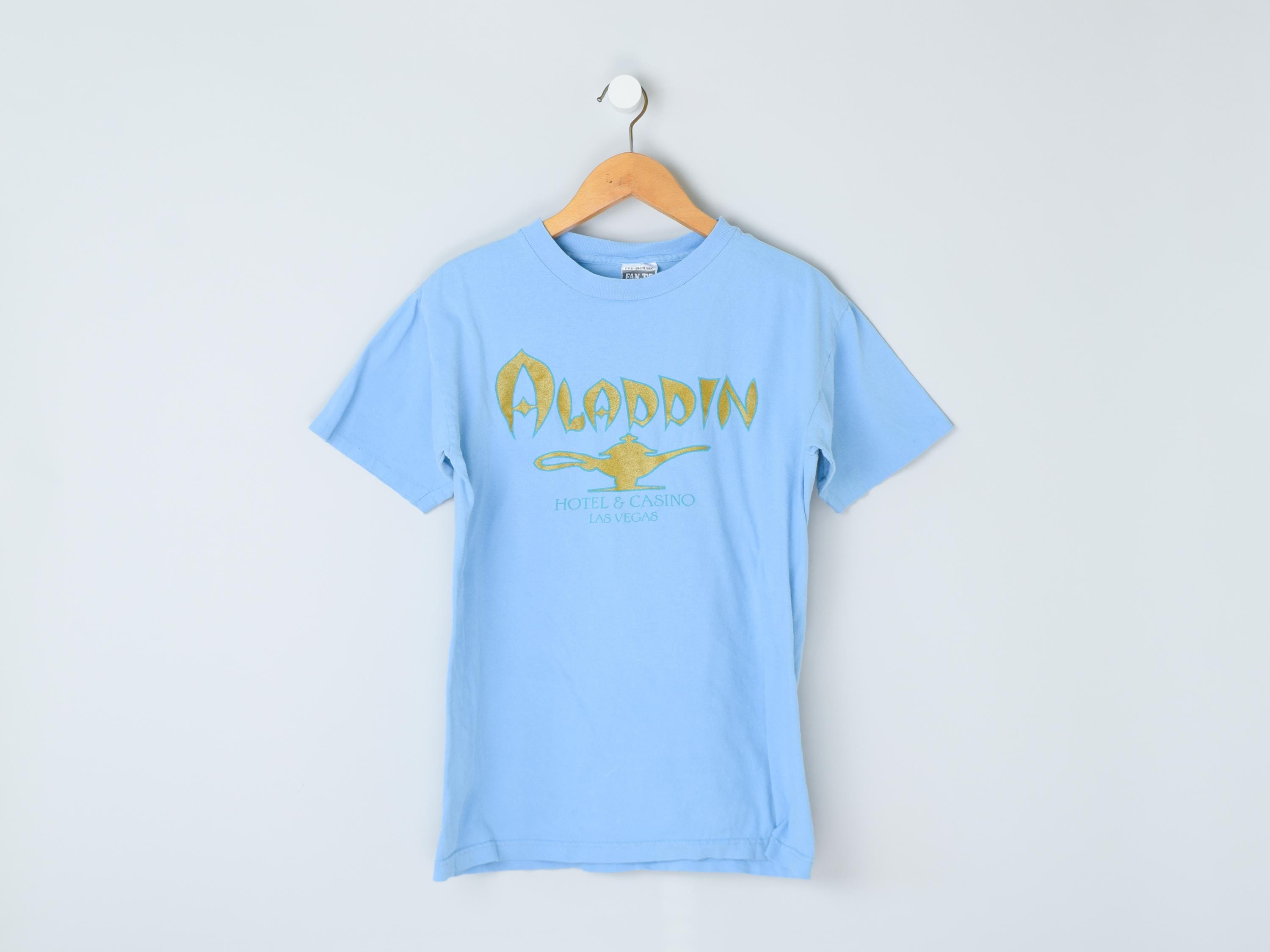 90年代ヴィンテージアラジンカジノTシャツ - ライトブルー、90年代 