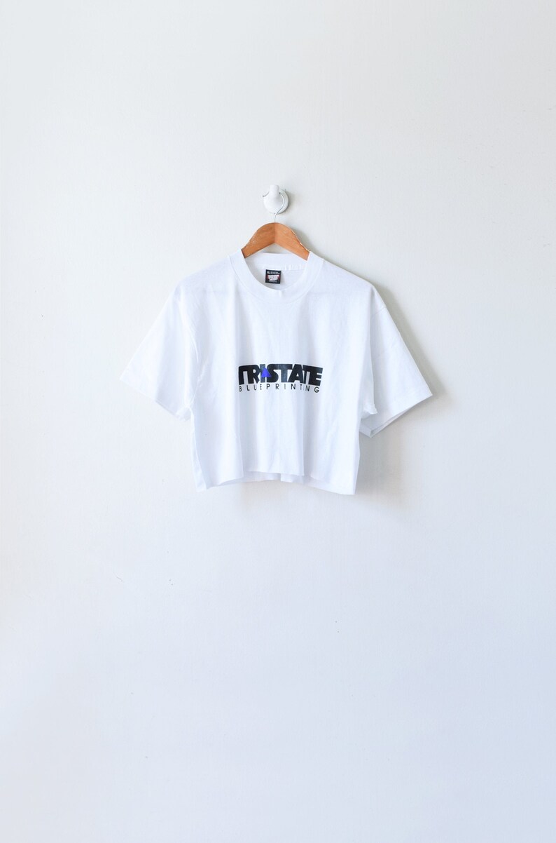 90s Tri-State Blueprinting Cropped T-Shirt Women/'s XL 90s Crop Top